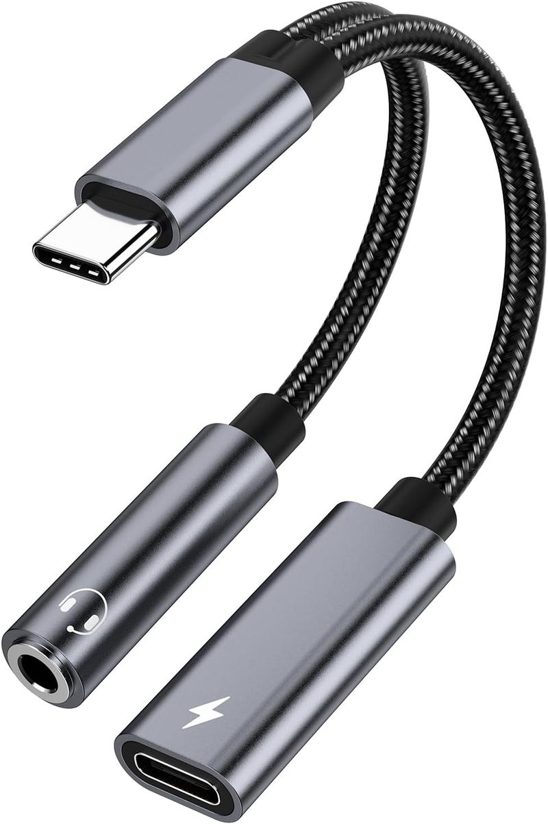 Vcddom Samsung Galaxy S25 Headphone Adapter, USB C to AUX Mic Jack with PD 60W Fast Charging for Stereo, Earphones, Compatible with Samsung Galaxy S25/S25+/S25 Ultra/S24/S24+, Google Pixel 8/7 - Image 1